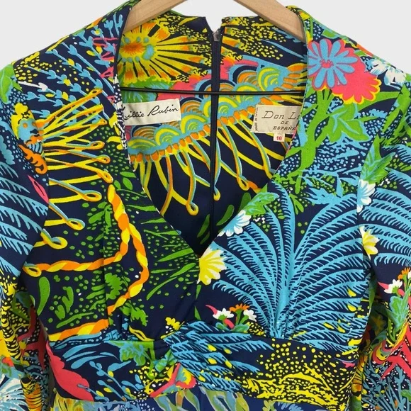 Vintage Don Luis De Espana Multicolor Funky Floral Print Flowy Maxi Dress S/M - Picture 3 of 12